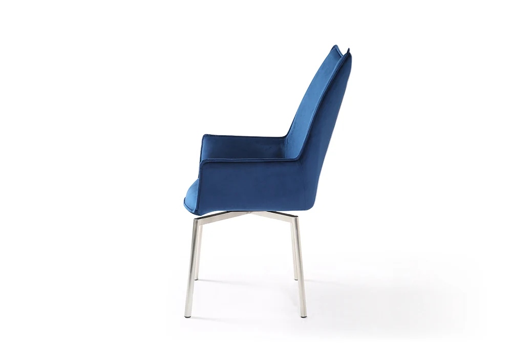 1218 Swivel Dining Chair Navy Blue Fabric - Image 3