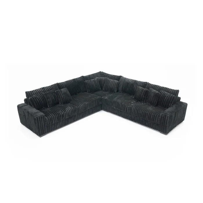 8230 Corduroy Sectional - Black - Image 3
