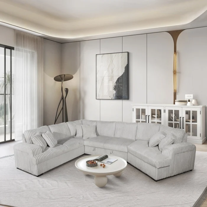 8342 Corduroy 4 Pc Sectional - 2 Colors