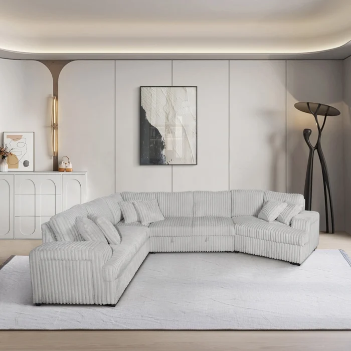 8342 Corduroy 4 Pc Sectional - 2 Colors - Image 3