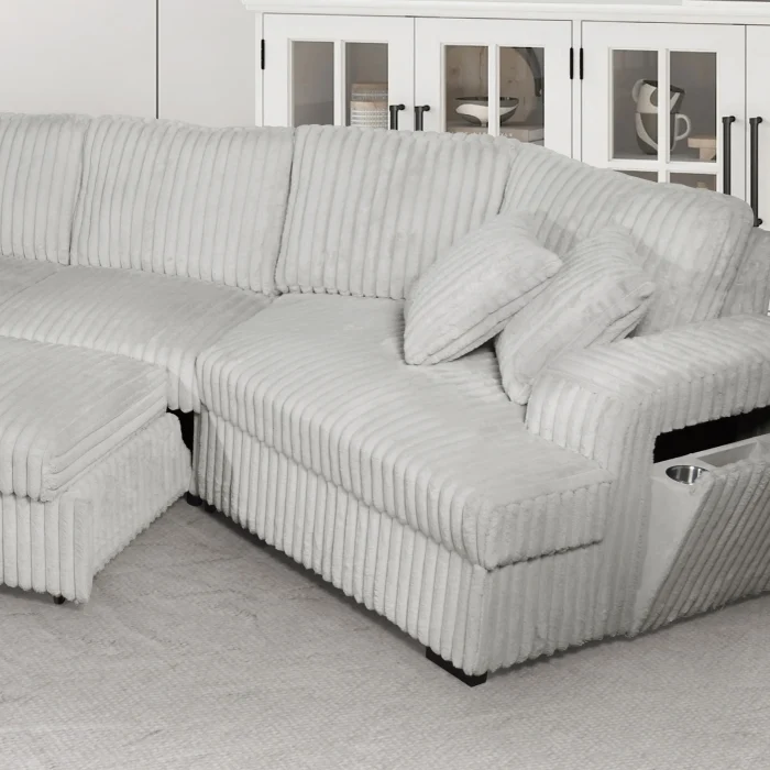 8342 Corduroy 4 Pc Sectional - 2 Colors - Image 4