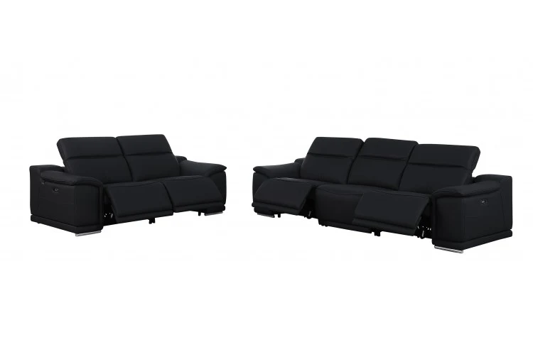 9762 Global United Leather Sofa Set - Black - Image 3