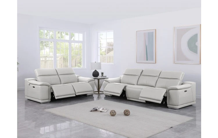 9762 Global United Leather Sofa Set - Light Gray - Image 2