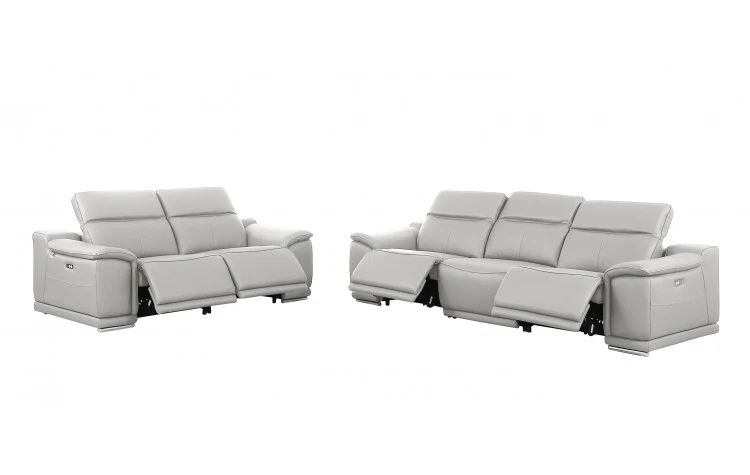 9762 Global United Leather Sofa Set - Light Gray - Image 4