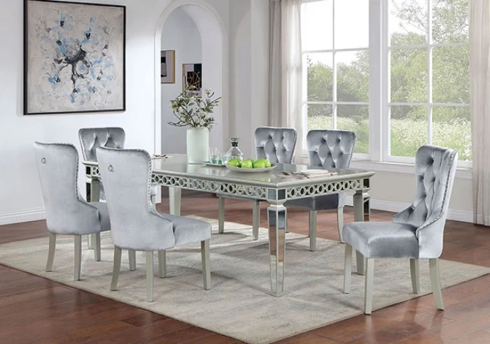 Furniture of America Adalia Silver Glam Dining Set