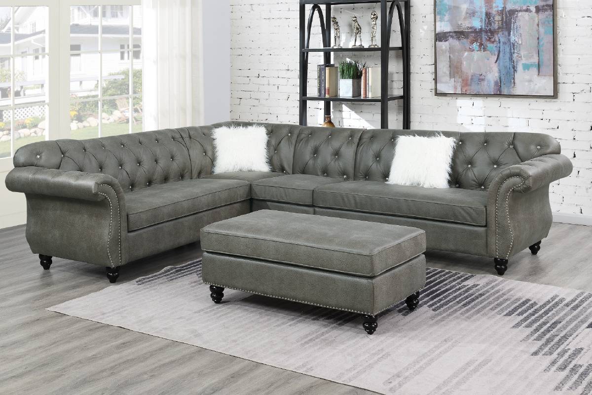Alamo F6437 Sectional - Dark Coffee or Slate Grey - Image 4