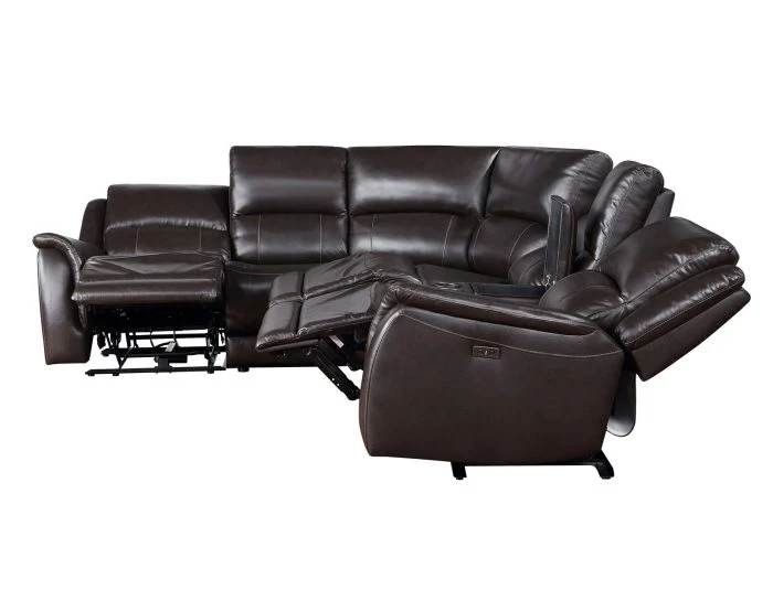 Alexandria 6 Pc Leather Sectional - Chocolate - Image 7