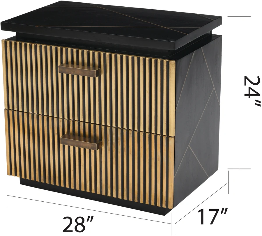 Allure Modern Black & Gold Nightstand - Image 5