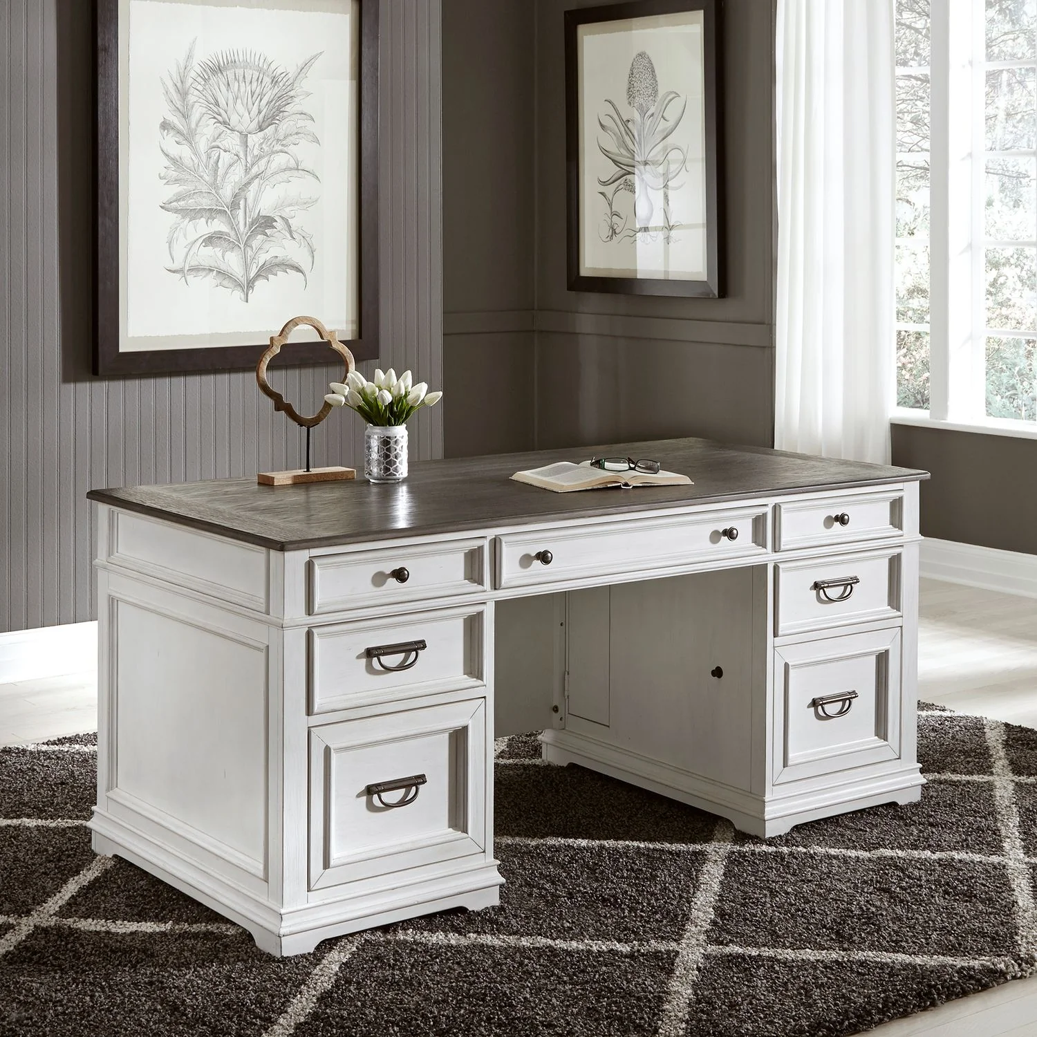 Allyson Park White Executive Desk 417-HO105 - Image 2
