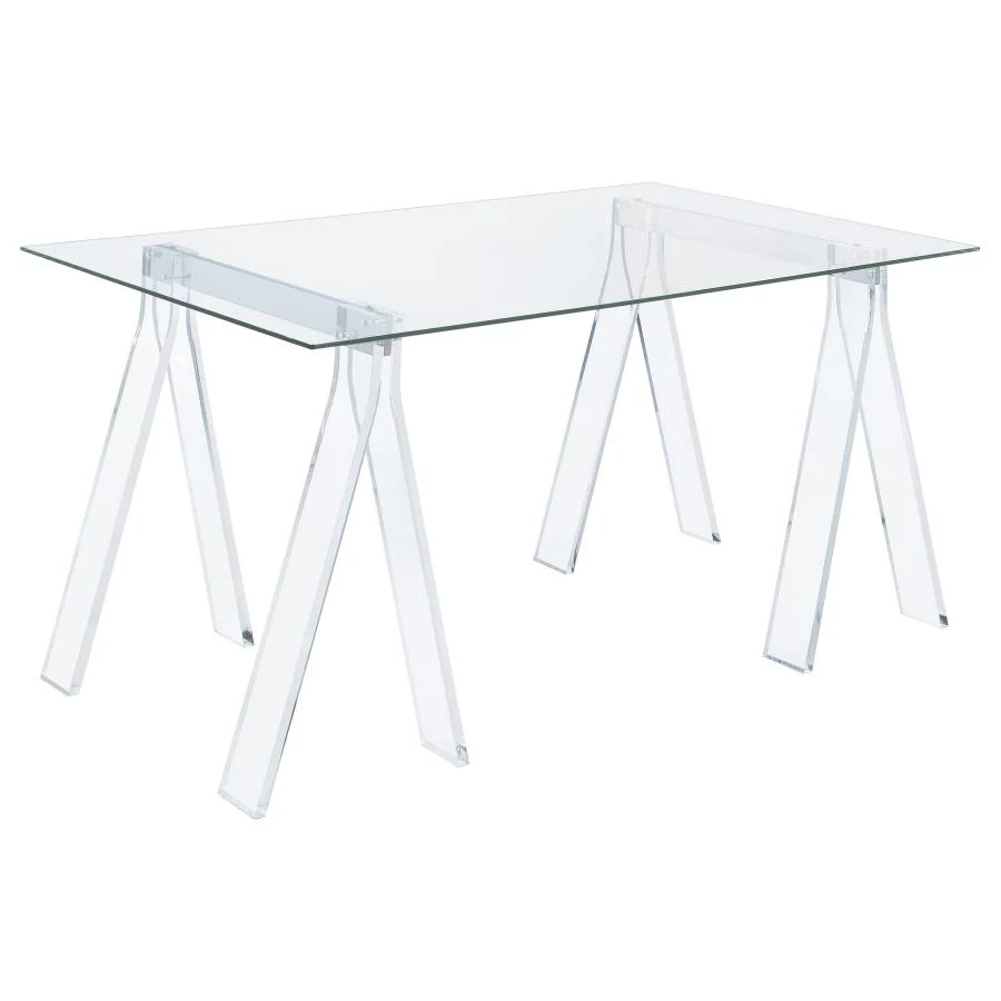 Amaturo Modern Writing Desk - Clear Acrylic & Glass - Image 3