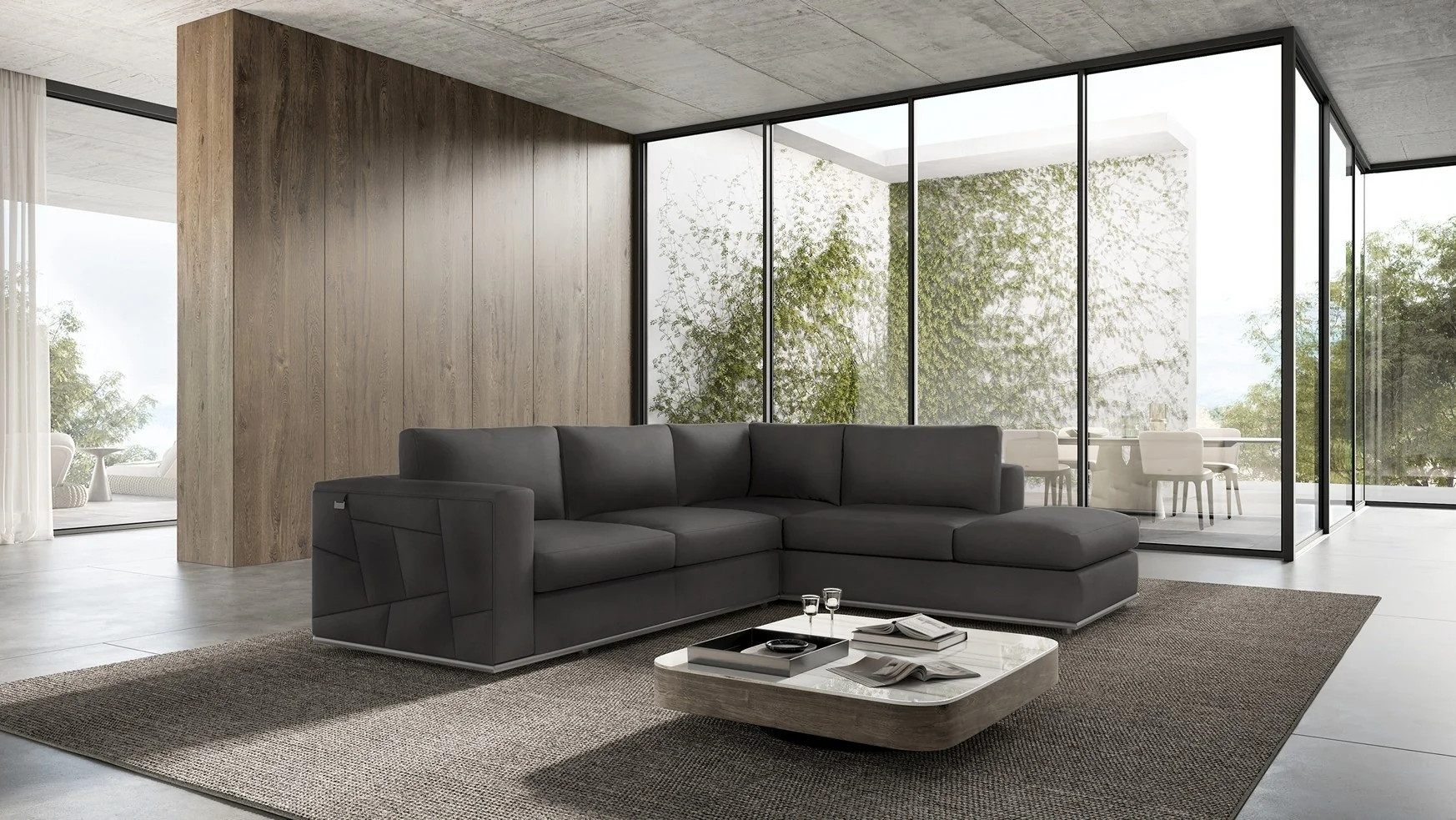 Global United 998 Genuine Leather Sectional - 3 Colors