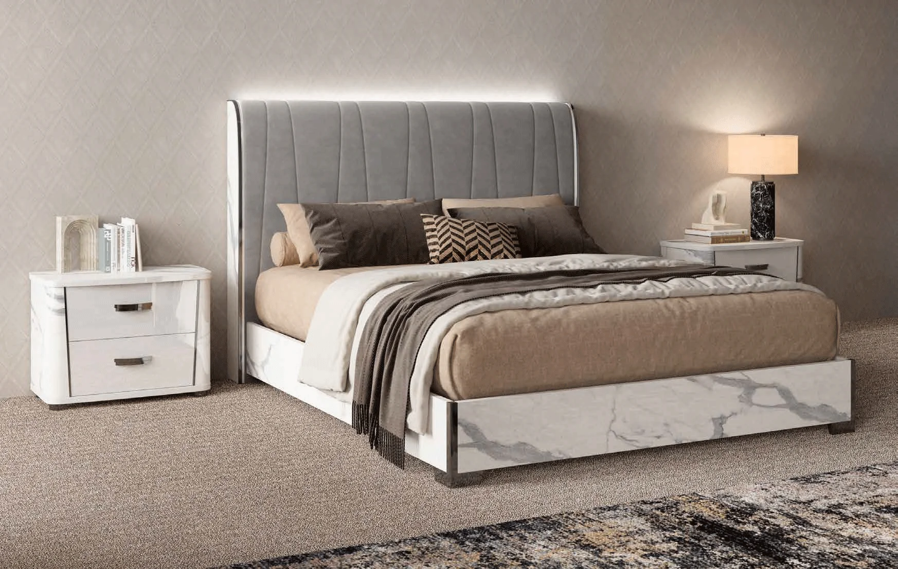 Anna High Gloss Marble Bedroom Collection by ESF - Image 3