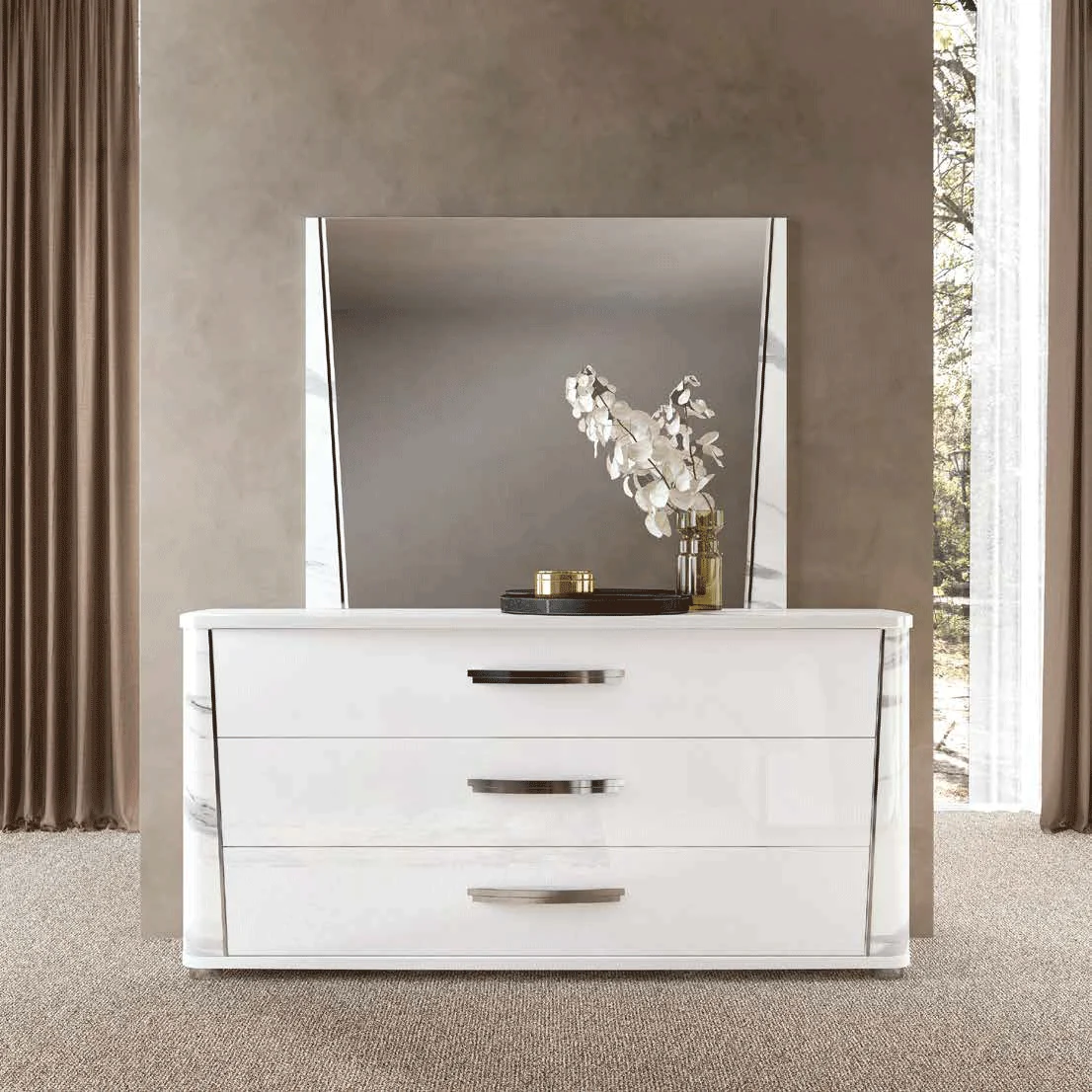 Anna High Gloss Marble Bedroom Collection by ESF - Image 9