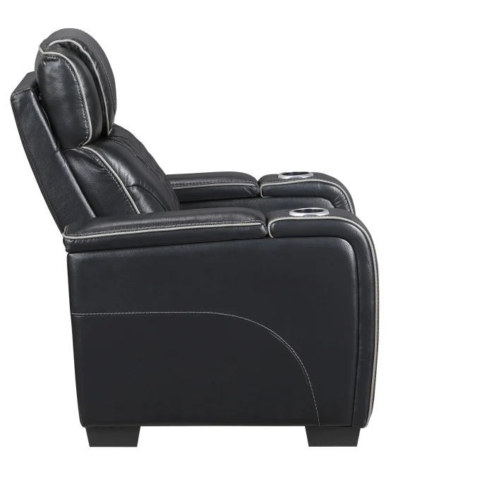 Apex Black Leather Power Recliner - Image 13