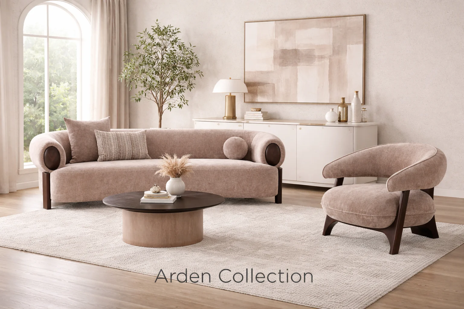 Arden Taupe 2 Pc Living Room Sofa Set - Image 3