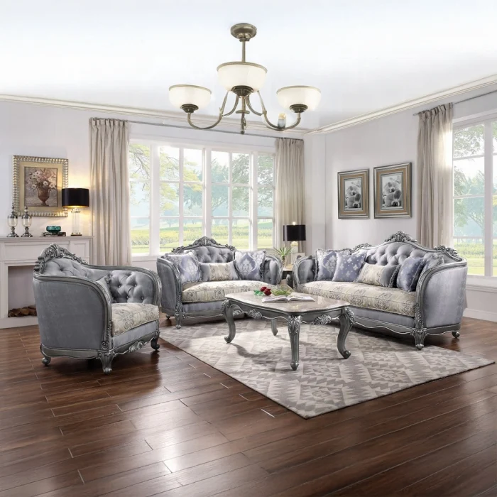 Ariadne Platinum Sofa & Loveseat by Acme