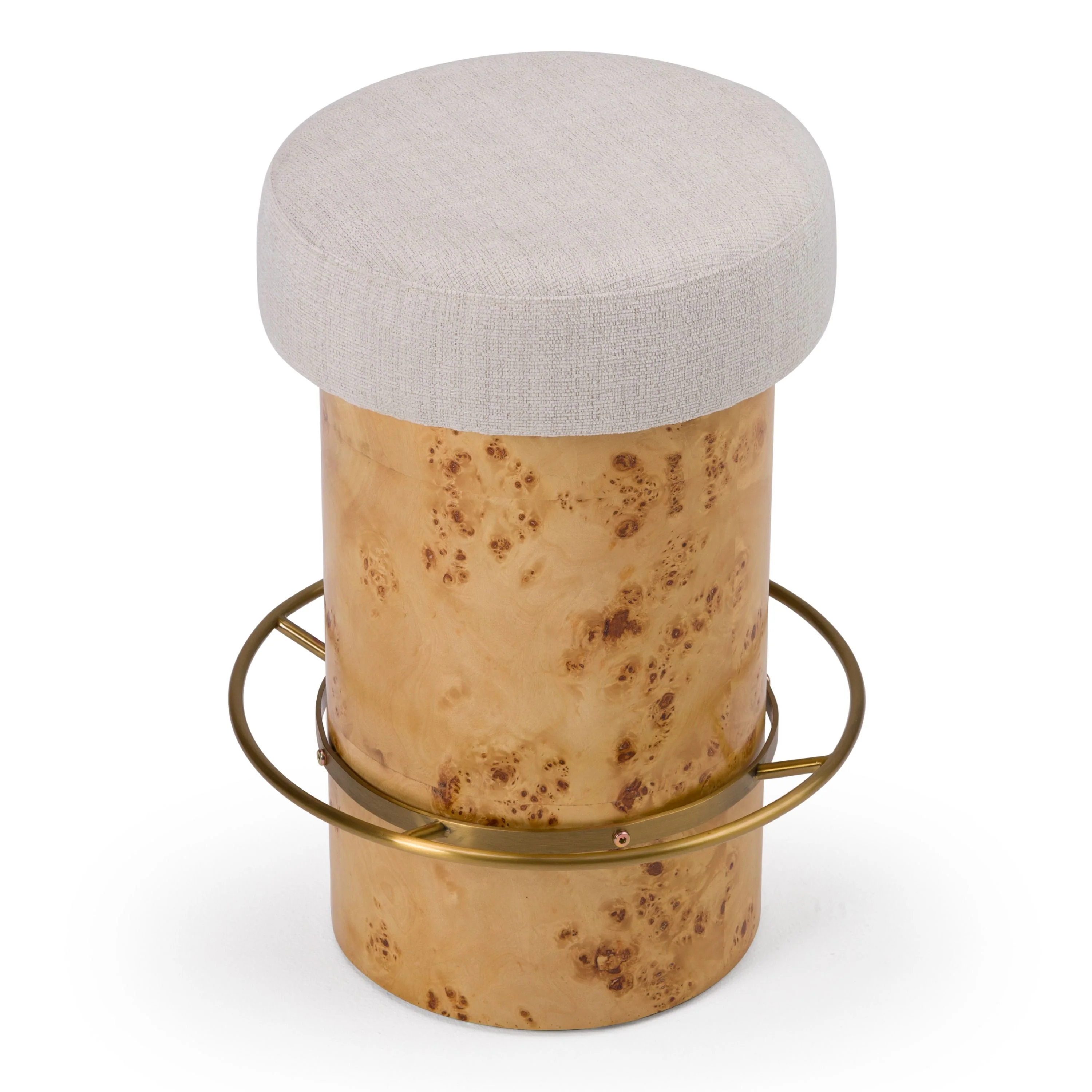 August Cream Fabric + Antique Brass Counter Stool - Image 2