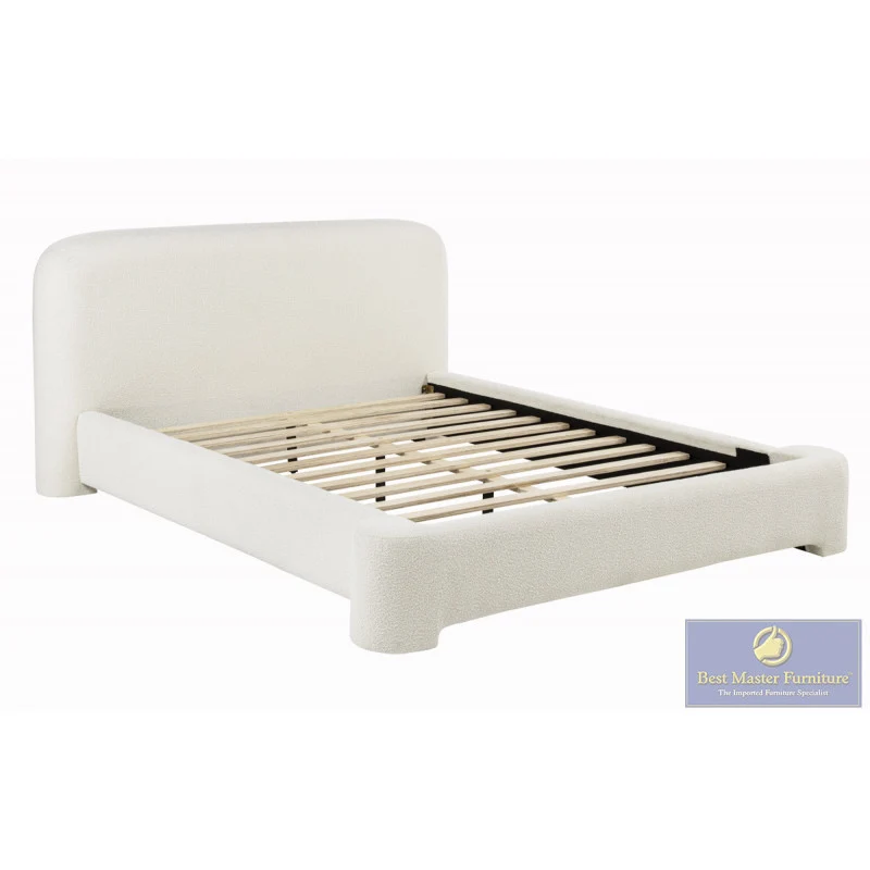 Avera Cream Burlap Eastern King Platform Bed - Image 3