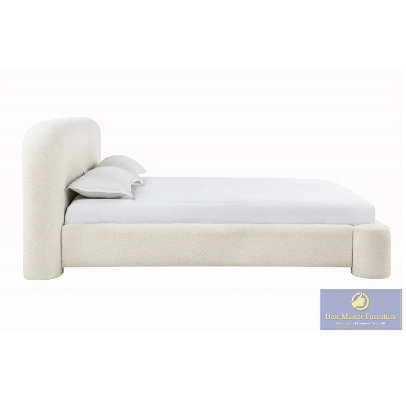 Avera Cream Burlap Eastern King Platform Bed - Image 4