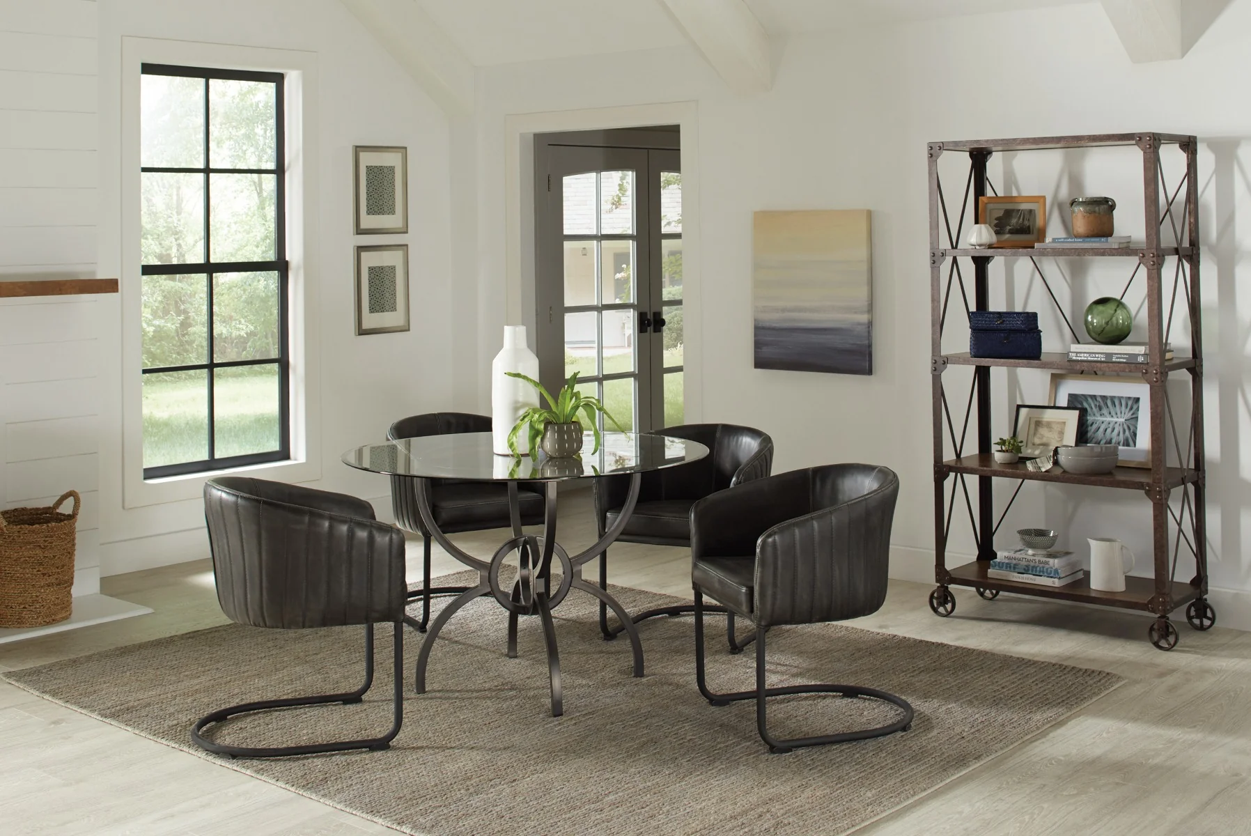 Aviano 108291 Dining Set - Gunmetal & Matte Black