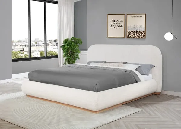 B17 Boucle Platform Bed - King Bed
