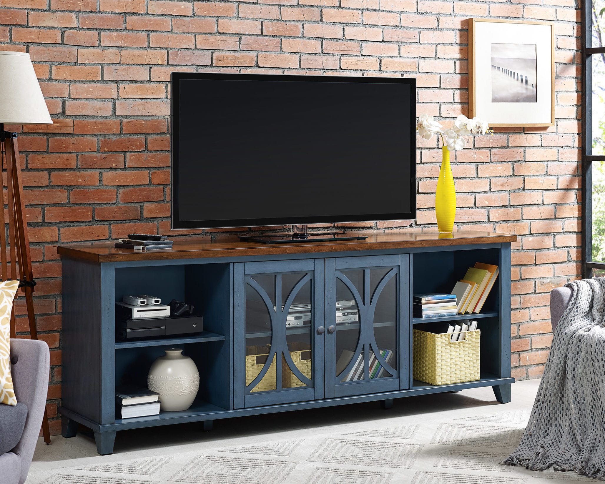 Martin Furniture Bailey 80" TV Console - Blue or White Finish - Image 2