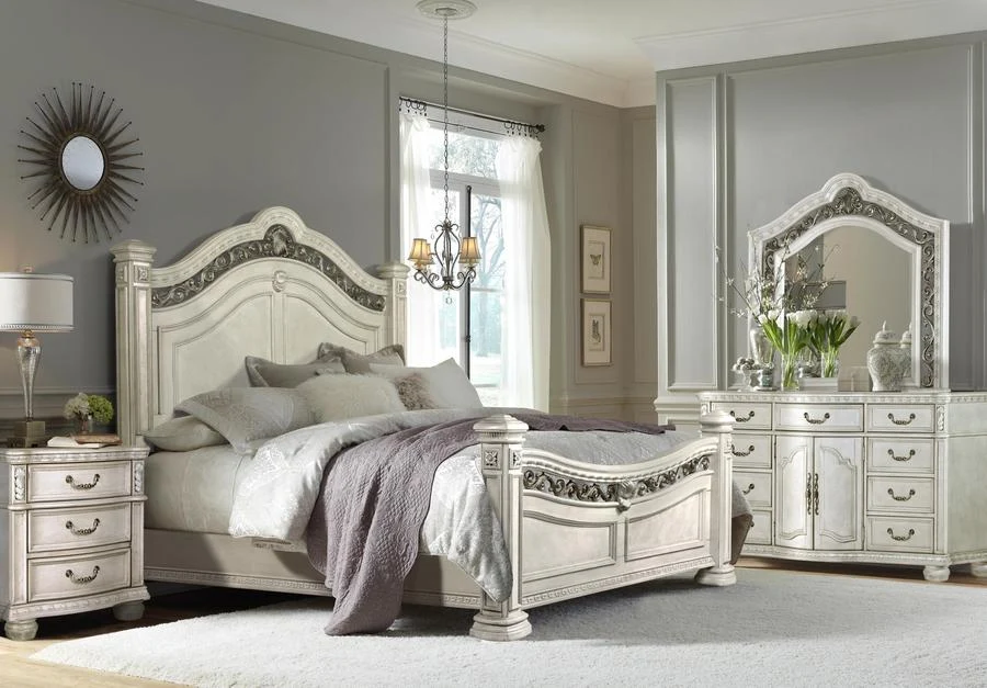 McFerran B162 Baja Bedroom Set - Antique White Finish