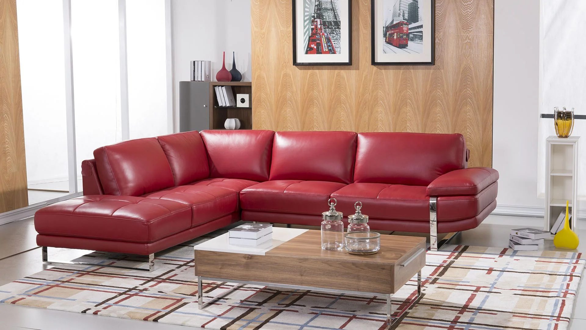 American Eagle EK-L025 Red Italian Leather Sectional