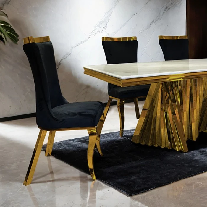Basilicata Sintered Stone Stainless Steel Dining Set - Image 2