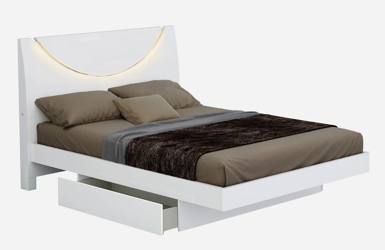 Global United Bellagio White Bedroom Collection - LED Headboard - Image 2