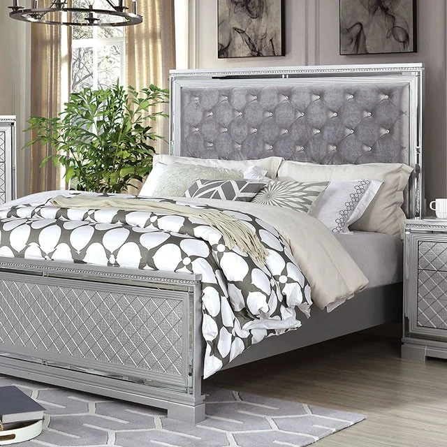 Belleterre Silver Gray Bedroom Set by Furniture of America - Image 2