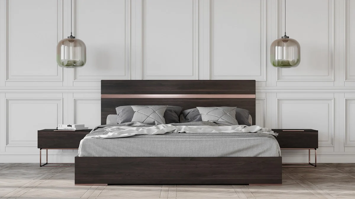Benzon Italian Modern Dark Rovere Bedroom Set - Image 3
