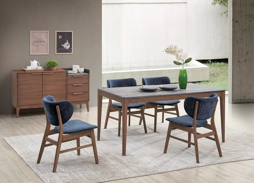 Bevis 5 Pc Dining Set - Blue Chairs - Image 2