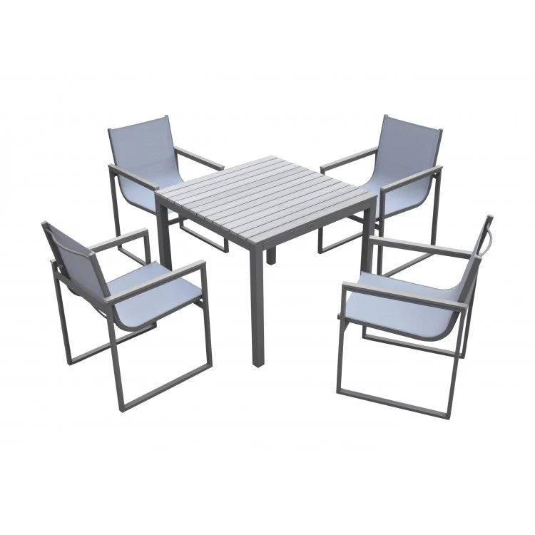 Bistro 5 Pc Dining Set Grey Powder Coated Finish - Image 2