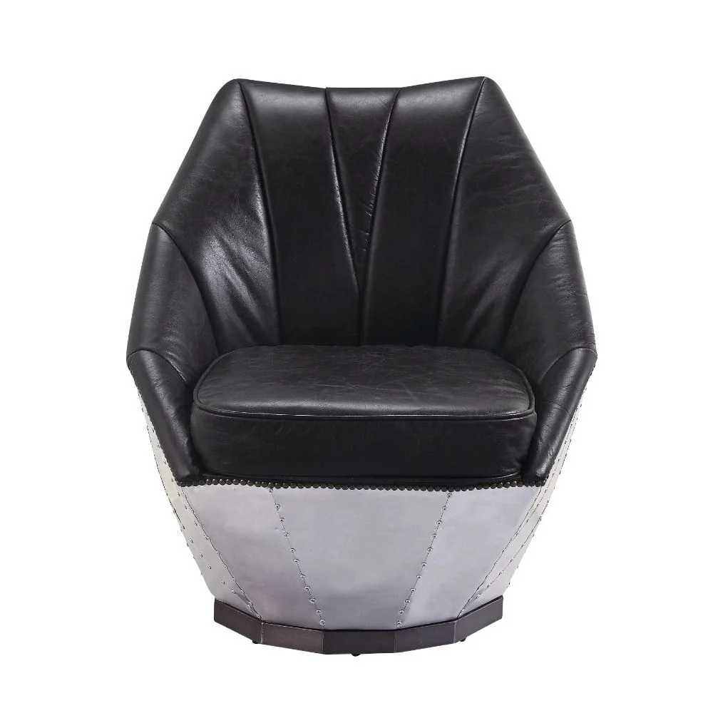 Brancaster Industrial Accent Chair - Aluminum, Top Grain - Image 3
