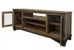 Loft Brown Solid Pine Entertainment Center - Reclaimed Wood - Image 7