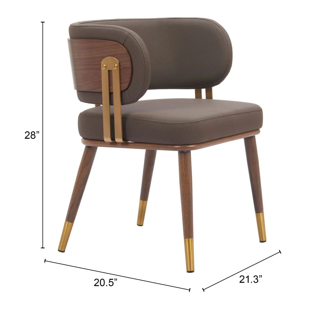 Brew Upholstered Walnut Chair by Zuo Modern - Image 8