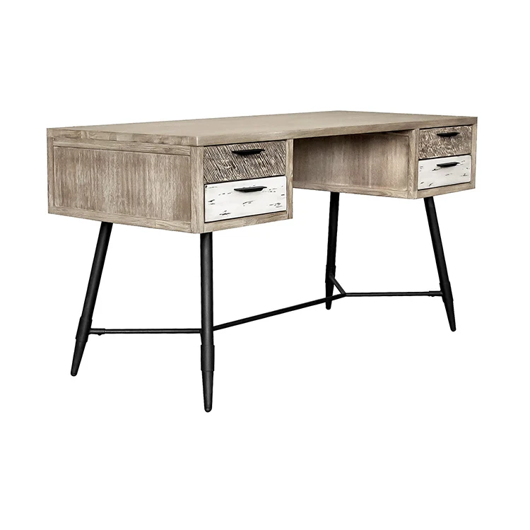 Armen Living Bridges 4 Drawer Desk - Two-Tone Acacia Wood - Image 2