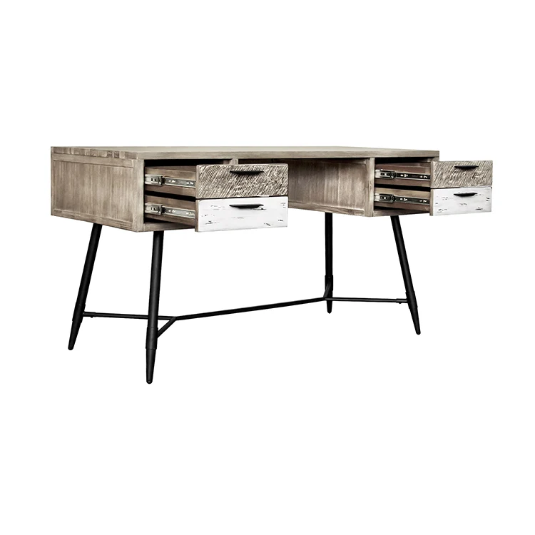 Armen Living Bridges 4 Drawer Desk - Two-Tone Acacia Wood - Image 3