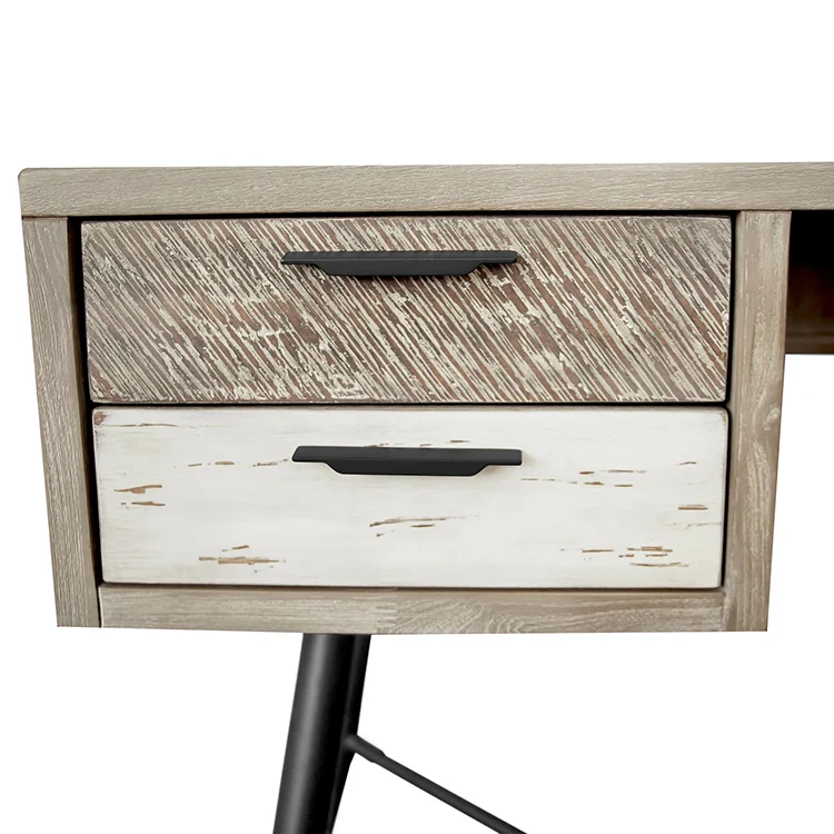 Armen Living Bridges 4 Drawer Desk - Two-Tone Acacia Wood - Image 7