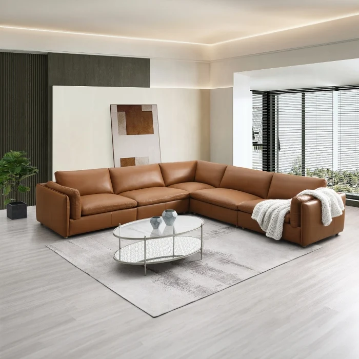 Brighton Top Grain Leather Modular Sectional - Image 2