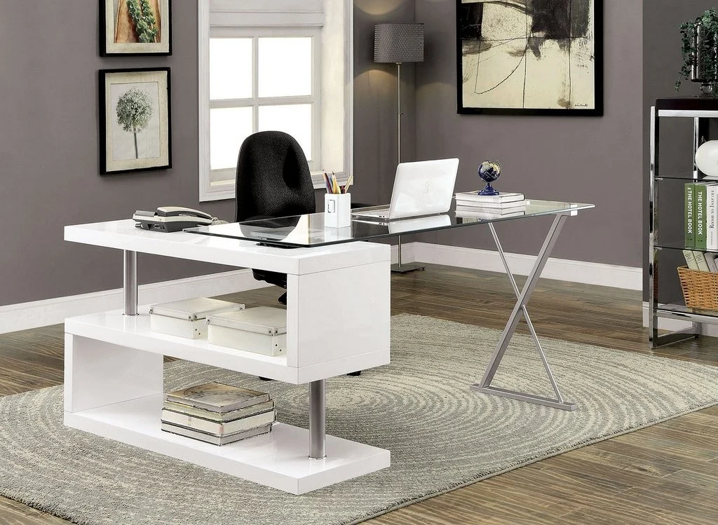 Bronwen White Lacquer Modern Desk