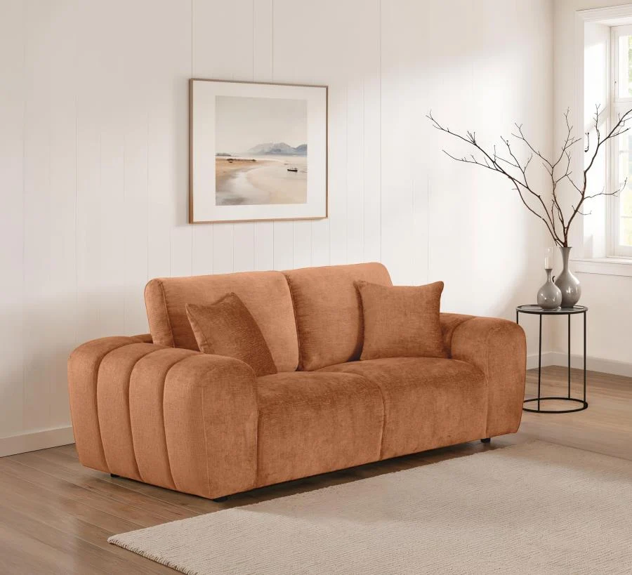 Burnett Burnt Orange Chenille Sofa Collection - Image 12