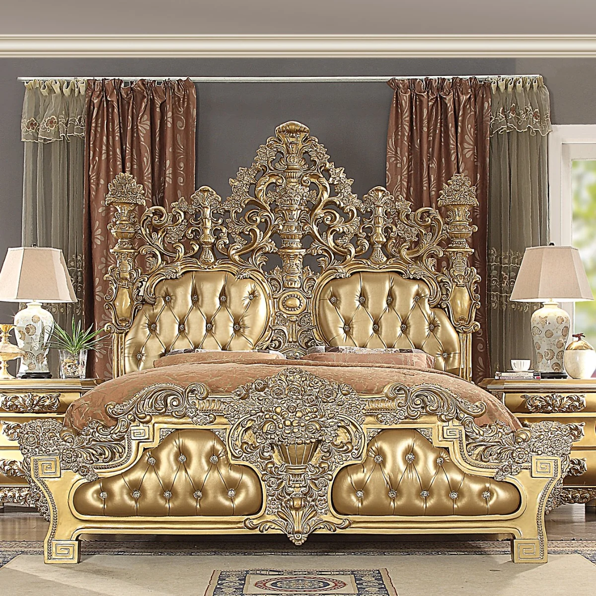HD-8016 Bright Gold California King Bed