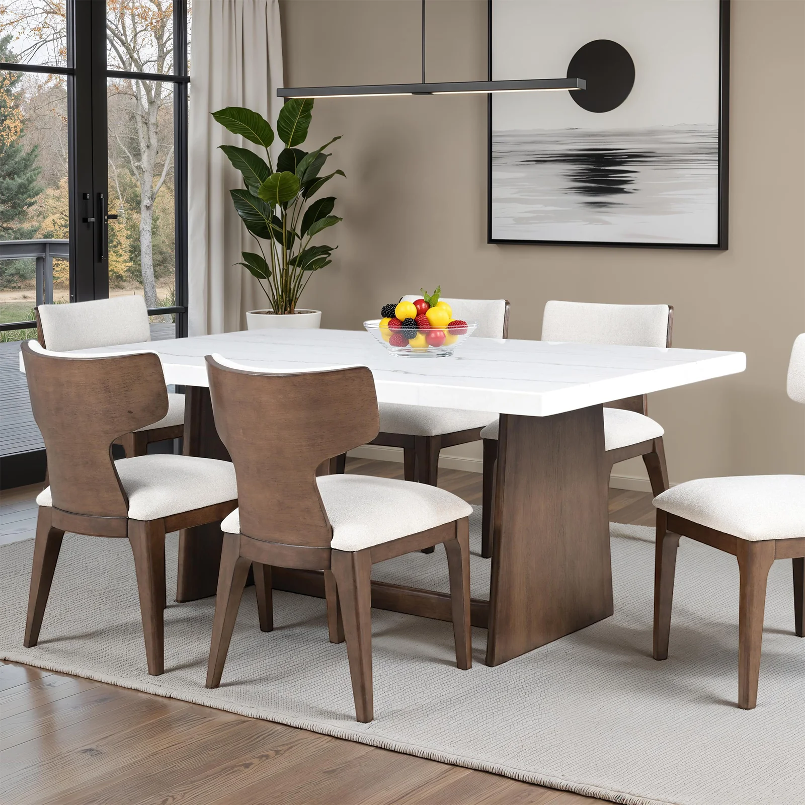Caerwys Genuine Marble 7 Pc Dining Set - Image 2
