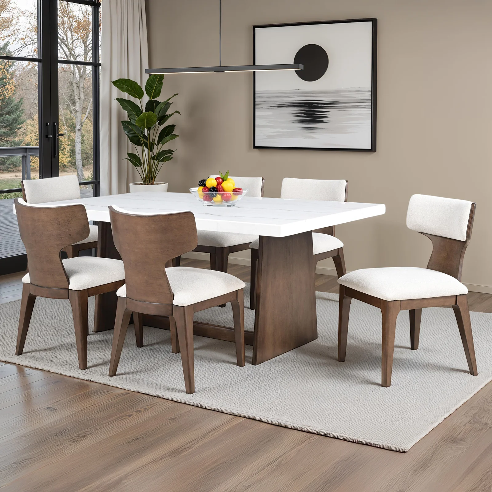 Caerwys Genuine Marble 7 Pc Dining Set - Image 3