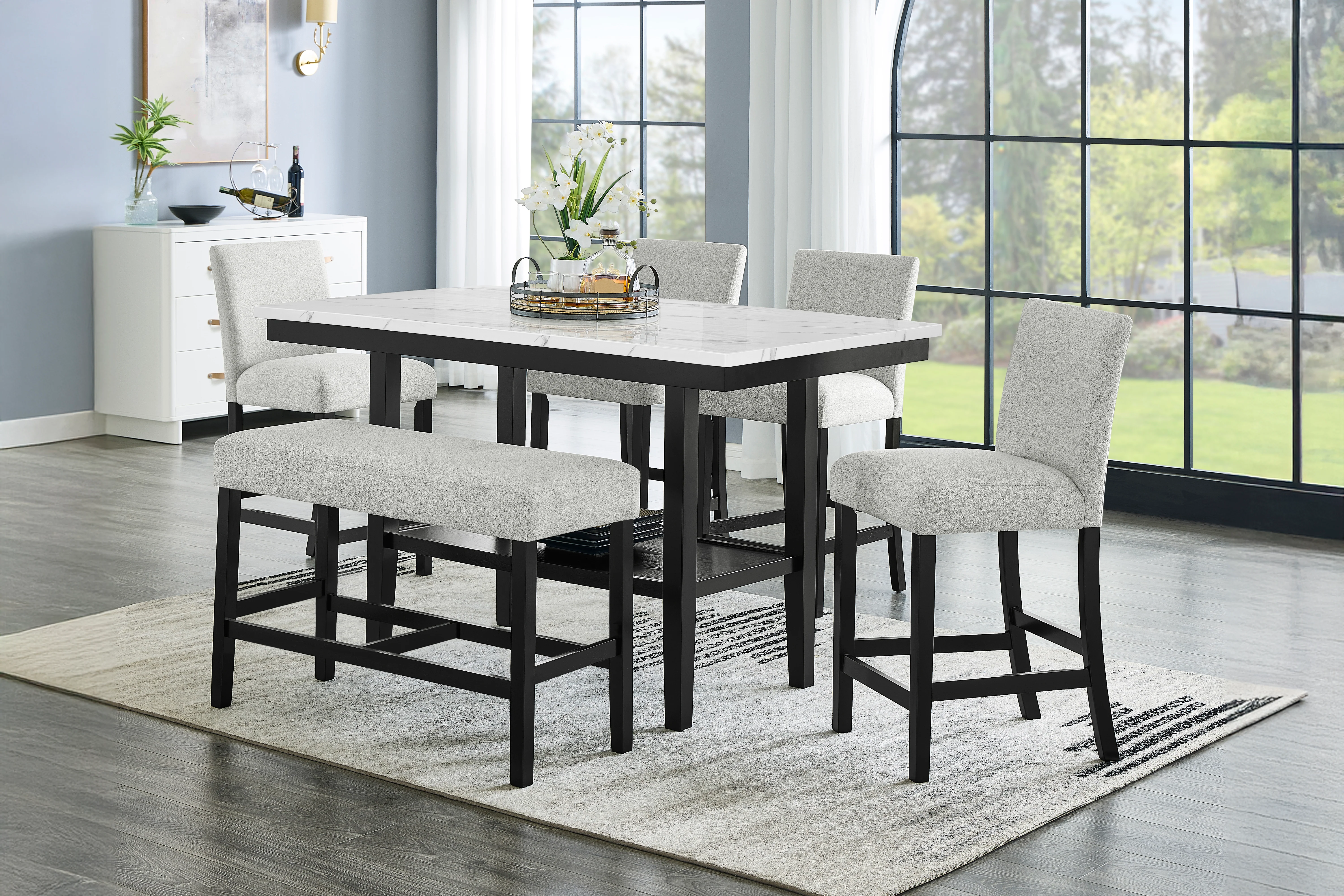 Carissa 6 Pc Dining Set w/Storage Shelf - Image 2