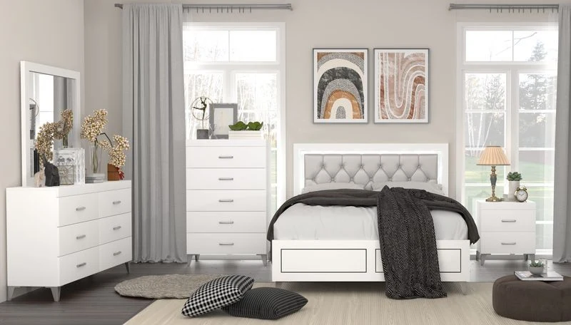 Acme Casilda White Platform Bedroom Collection - LED Headboard