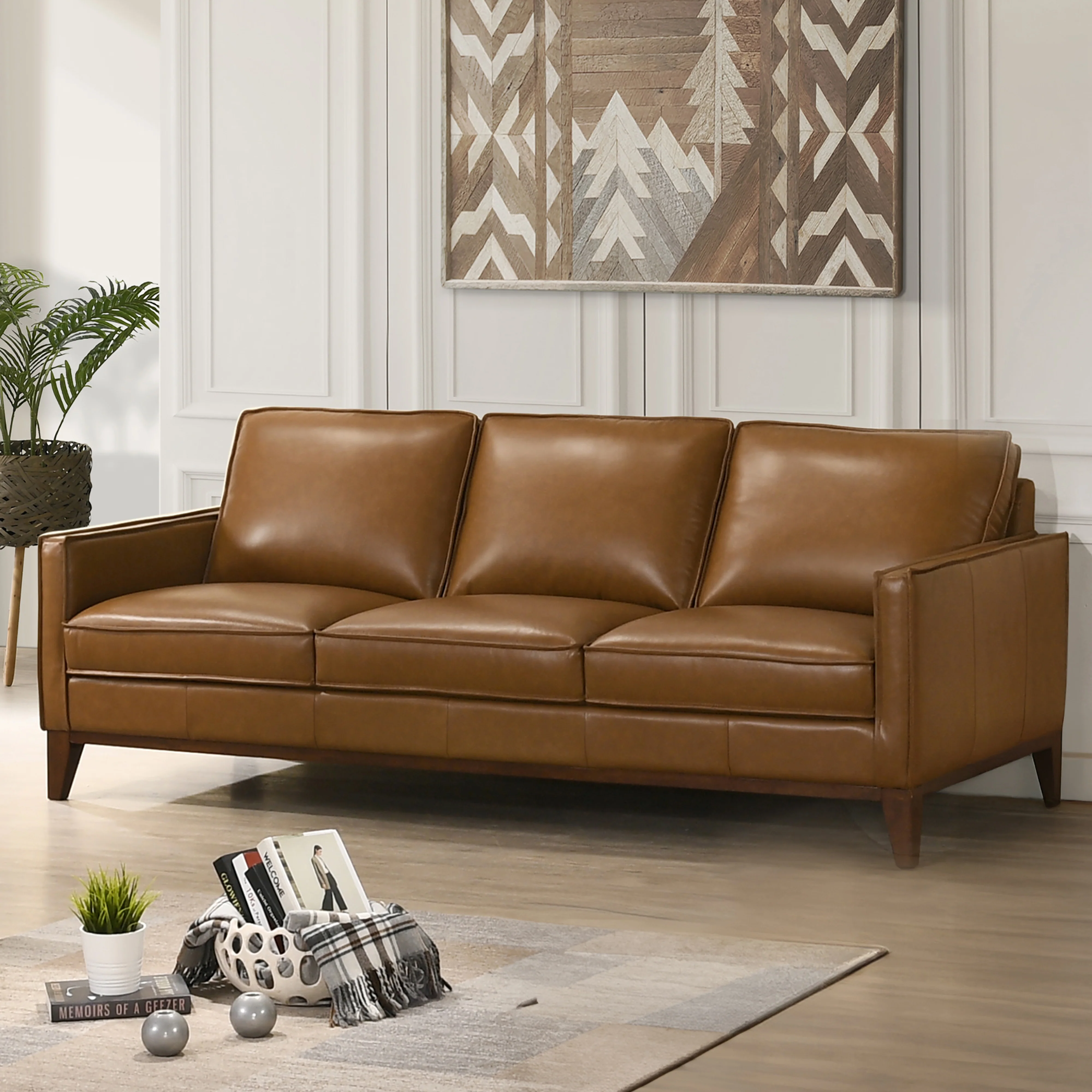 Caspar Caramel Leather Sofa Collection - Image 2