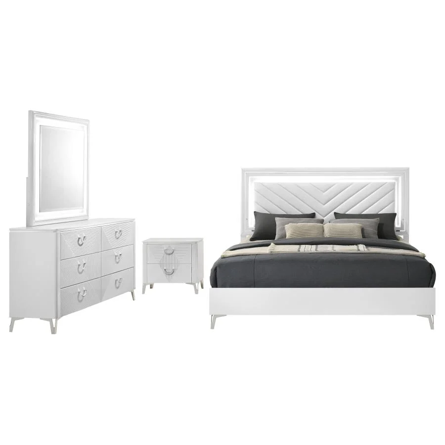Cassia White High Gloss King 4 Pc Set - Image 2
